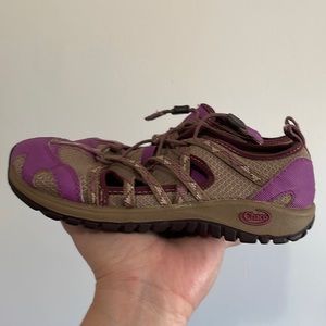 Chaco’s outcross water hiking shoes size 2 purple